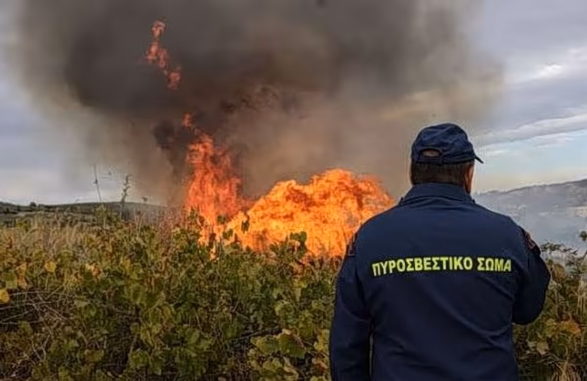 Double front de feu en Crète : Vaste mobilisation à Mesara et Réthymnon – Alerte 112 émise