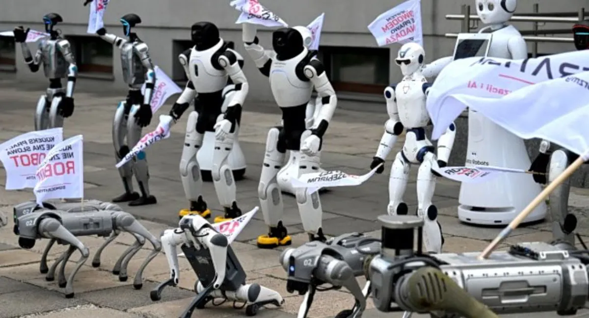 Des robots manifestent en Pologne contre l'intelligence artificielle