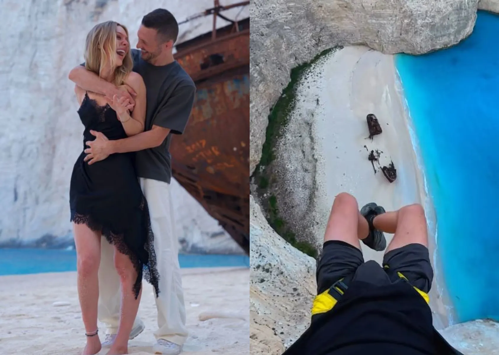 Une demande en mariage audacieuse au Navagio, défiant les interdictions